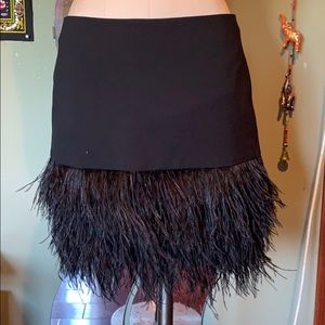 RALPH LAUREN BLACK FEATHER MINI SKIRT